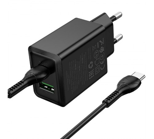 МЗП Hoco N71 Nuevo PD30W+QC3.0 (1USB-A/1C) + кабель Type-C to Type-C Black
