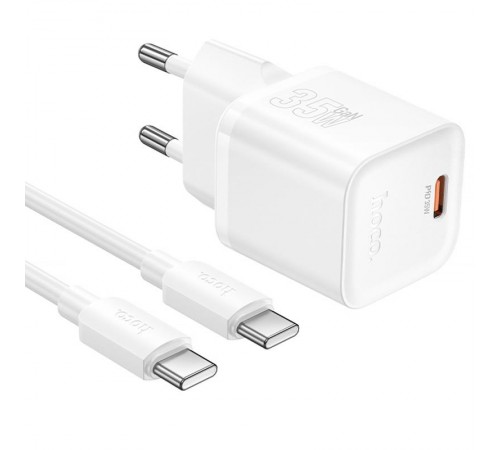 МЗП Hoco N66 Ingenious PD35W (1USB-C) + кабель Type-C to Type-C White