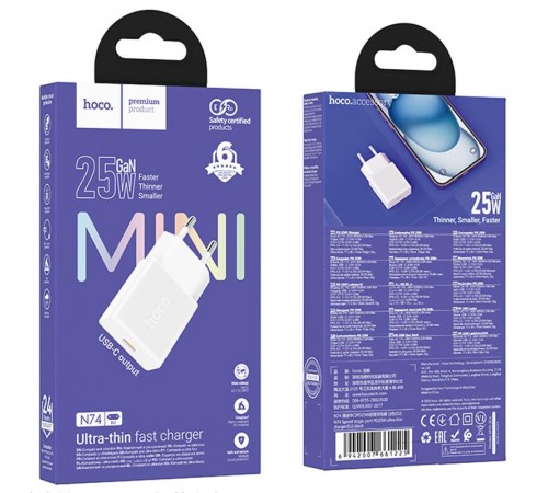 МЗП Hoco N74 Speed ultra-thin PD25W (1USB-C) White