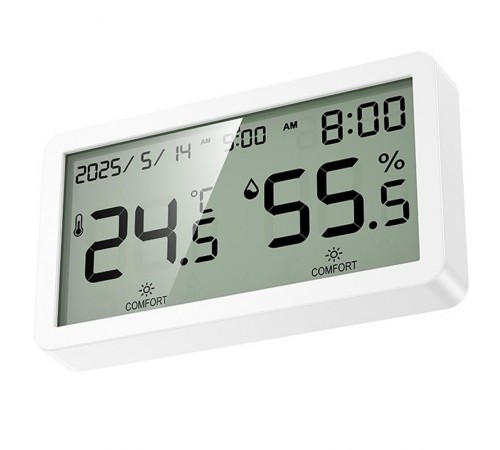 Електронний термогігрометр + годинник Hoco HX42 Indoor White