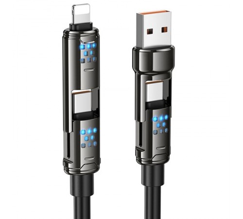 Дата кабель Hoco U143 Joy 4in1 USB to Lightning/Type-C to Type-C 240W (1.2m) Black