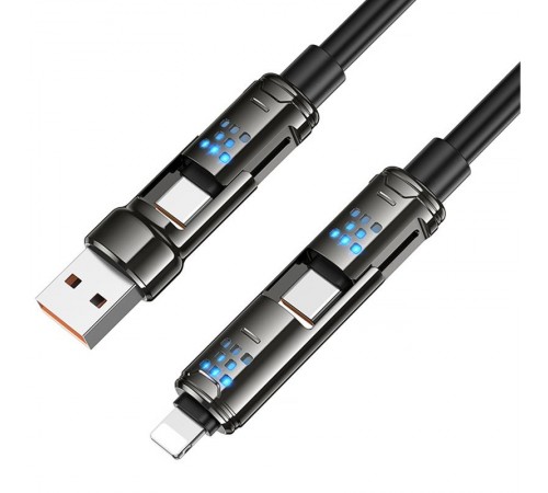 Дата кабель Hoco U143 Joy 4in1 USB to Lightning/Type-C to Type-C 240W (1.2m) Black