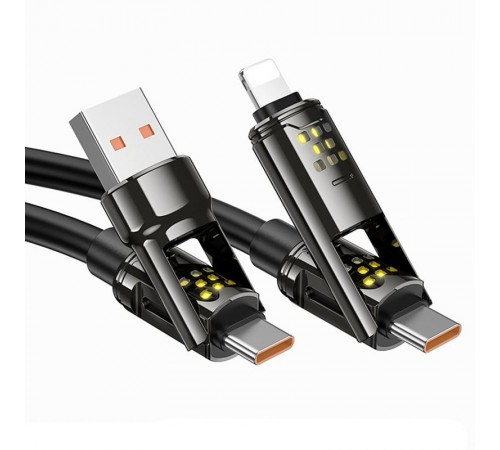 Дата кабель Hoco U143 Joy 4in1 USB to Lightning/Type-C to Type-C 240W (1.2m) Black