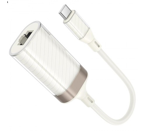 Перехідник Hoco UA41B Crystal Type-C to RJ45 100 Mbs (0.15m) Apricot