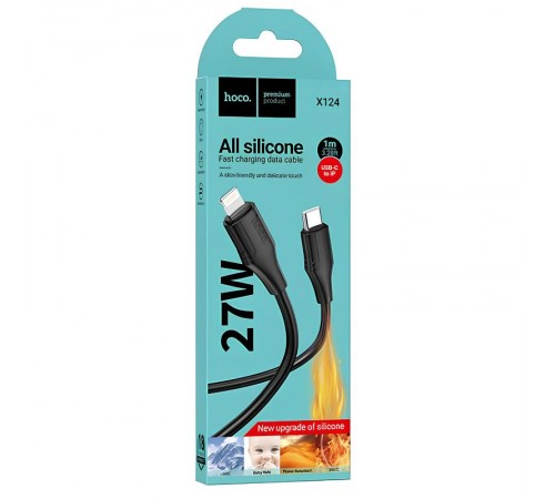 Дата кабель Hoco X124 Bien silicone Type-C to Lightning 27W (1m) Black