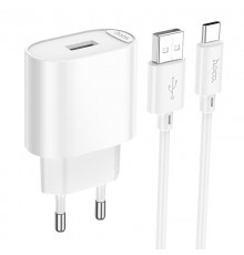 МЗП Hoco C109A Fighter 10.5W (1USB-A) + кабель USB to Type-C White