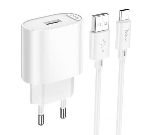 МЗП Hoco C109A Fighter 10.5W (1USB-A) + кабель USB to Type-C White