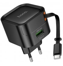 МЗП Hoco C154A Changer With Retractable Cable Type-C PD20W+QC3.0 (1USB-C) Black