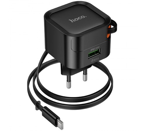 МЗП Hoco C154A Changer With Retractable Cable Type-C PD20W+QC3.0 (1USB-C) Black