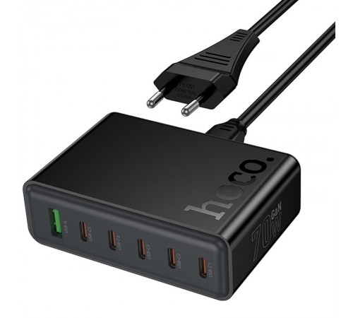 МЗП Hoco C152A Modern PD70W 6in1 (5USB-C і 1USB-A) Black