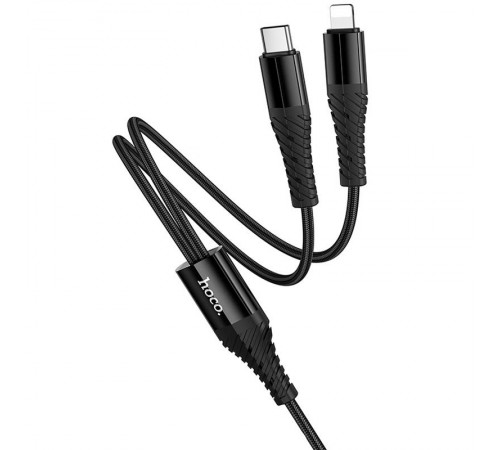 Дата кабель Hoco X123 Victory 2in1 Type-C to Lightning/Type-C 3A (1m) Black