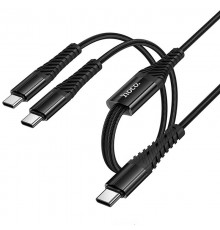 Дата кабель Hoco X123 Victory 2in1 Type-C to Type-C/Type-C 3A (1m) Black