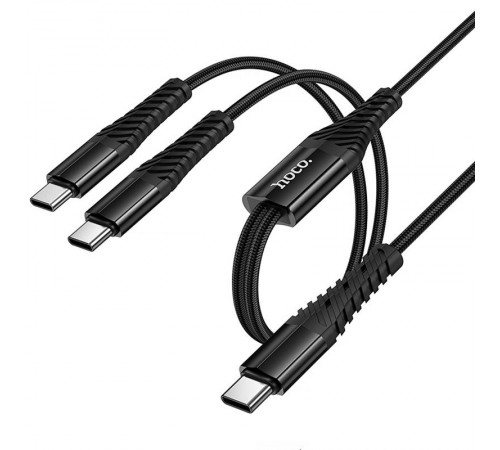 Дата кабель Hoco X123 Victory 2in1 Type-C to Type-C/Type-C 3A (1m) Black