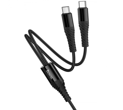 Дата кабель Hoco X123 Victory 2in1 Type-C to Type-C/Type-C 3A (1m) Black
