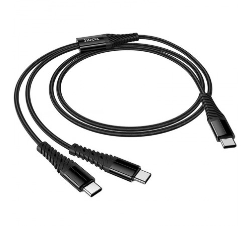 Дата кабель Hoco X123 Victory 2in1 Type-C to Type-C/Type-C 3A (1m) Black