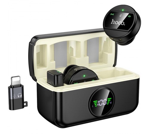 Петличний бездротовий мікрофон Hoco L22 Bright 2in1 (Lightning/Type-C) Black