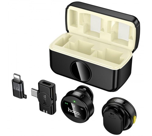 Петличний бездротовий мікрофон Hoco L22 Bright 2in1 (Lightning/Type-C) Black