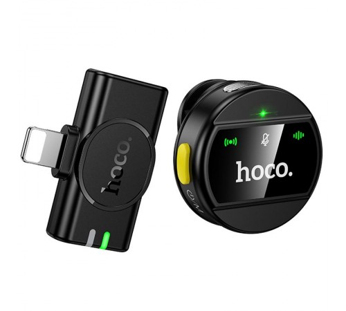 Петличний бездротовий мікрофон Hoco L21 Charm Lightning Black