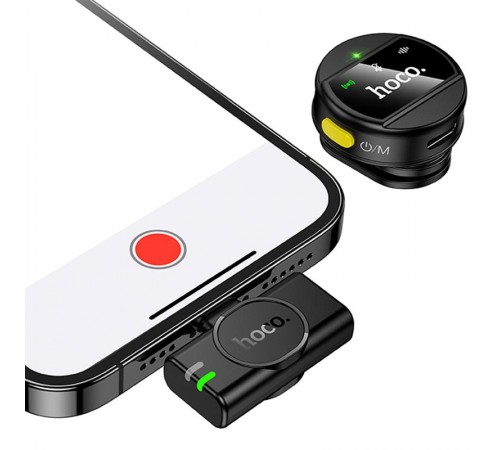Петличний бездротовий мікрофон Hoco L21 Charm Lightning Black