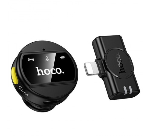 Петличний бездротовий мікрофон Hoco L21 Charm Lightning Black
