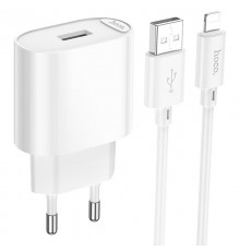 МЗП Hoco C109A Fighter 10.5W (1USB-A) + кабель USB to Lightning White