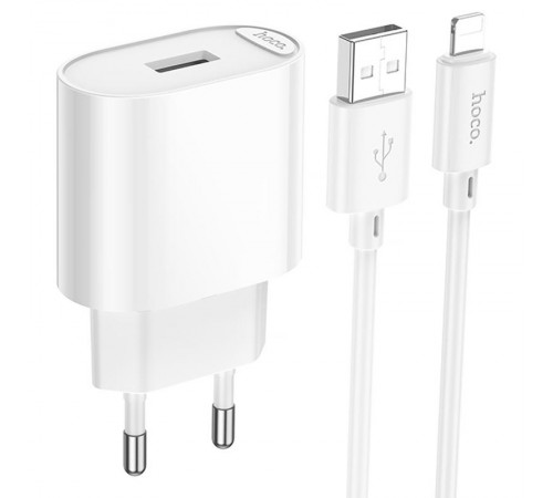 МЗП Hoco C109A Fighter 10.5W (1USB-A) + кабель USB to Lightning White