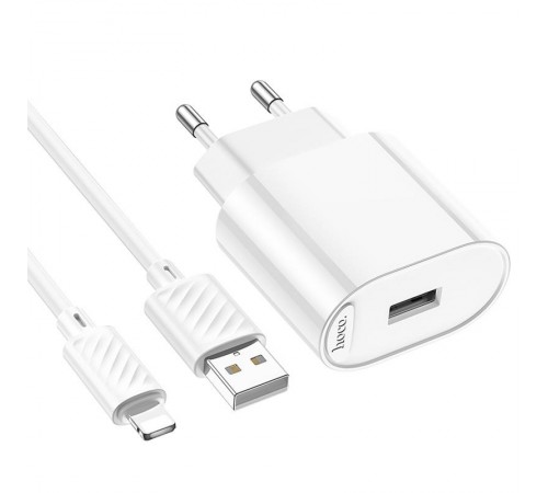 МЗП Hoco C109A Fighter 10.5W (1USB-A) + кабель USB to Lightning White