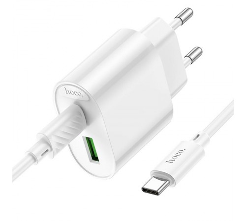 МЗП Hoco C109A Fighter PD20W+QC3.0 (1USB-A/1C) + кабель Type-C to Type-C White