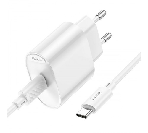 МЗП Hoco C109A Fighter PD20W (1USB-C) + кабель Type-C to Type-C White