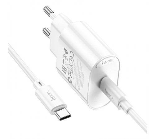 МЗП Hoco C109A Fighter PD20W (1USB-C) + кабель Type-C to Type-C White