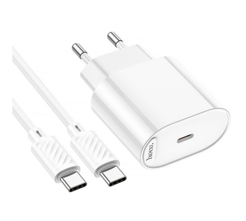 МЗП Hoco C109A Fighter PD20W (1USB-C) + кабель Type-C to Type-C White