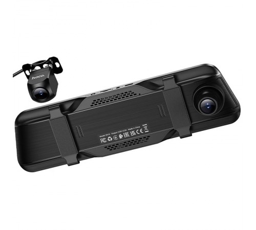 Автомобільний регистратор дзеркало Hoco DV16 Dual-Channel Driving Recorder 1080p+720p Black