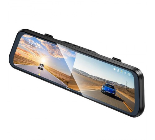 Автомобільний регистратор дзеркало Hoco DV16 Dual-Channel Driving Recorder 1080p+720p Black
