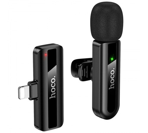 Петличний бездротовий мікрофон Hoco L20 Fair Lightning Black