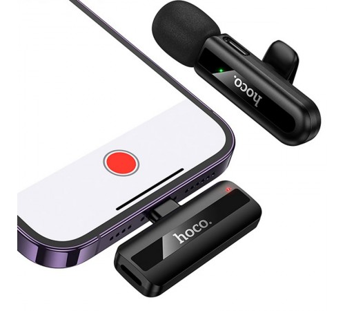 Петличний бездротовий мікрофон Hoco L20 Fair Lightning Black