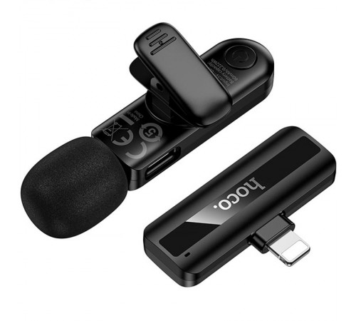 Петличний бездротовий мікрофон Hoco L20 Fair Lightning Black