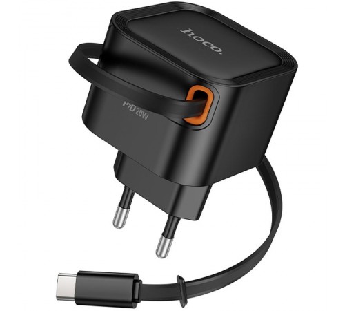 МЗП Hoco C153A Changer With Retractable Cable Type-C PD20W Black