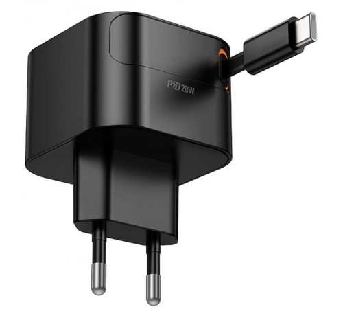 МЗП Hoco C153A Changer With Retractable Cable Type-C PD20W Black