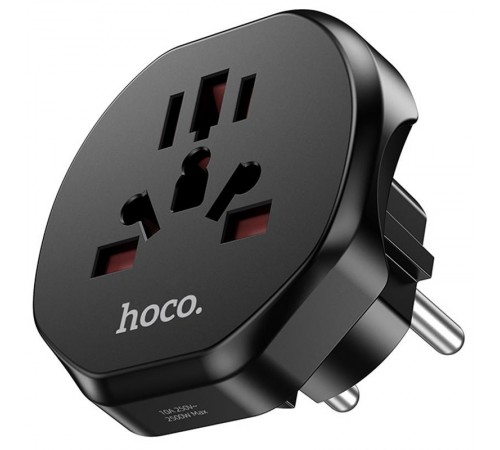 Сетевой універсальний перехідник Hoco AC6 3in1 (EU) Black