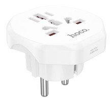 Сетевой універсальний перехідник Hoco AC6 3in1 (EU) White