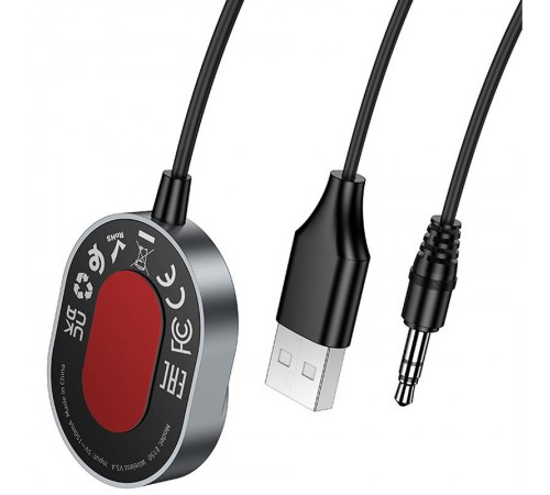 Bluetooth аудіо ресивер Hoco E150 Path AUX BT5.4 Metal gray