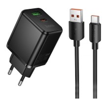 МЗП Hoco C157A Smart PD30W+QC3.0 (1USB-A/1C) + кабель USB to Type-C Black