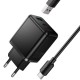 МЗП Hoco C157A Smart PD30W+QC3.0 (1USB-A/1C) + кабель USB to Type-C Black