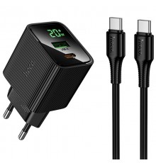 МЗП Hoco CS83A Excellent with digital display PD20W+QC3.0 (1USB-A/1C) + кабель Type-C to Type-C Black