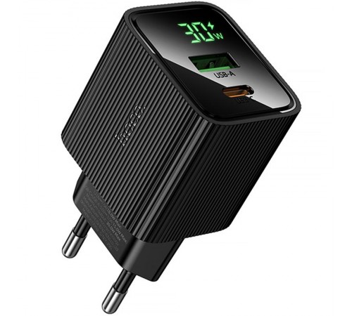 МЗП Hoco CS84A Excellent with digital display PD30W+QC3.0 (1USB-A/1C) Black