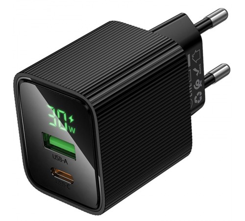 МЗП Hoco CS84A Excellent with digital display PD30W+QC3.0 (1USB-A/1C) Black