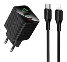 МЗП Hoco CS83A Excellent with digital display PD20W+QC3.0 (1USB-A/1C) + кабель Type-C to Lightning Black
