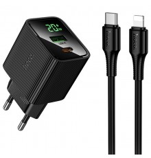 МЗП Hoco CS83A Excellent with digital display PD20W+QC3.0 (1USB-A/1C) + кабель Type-C to Lightning Black