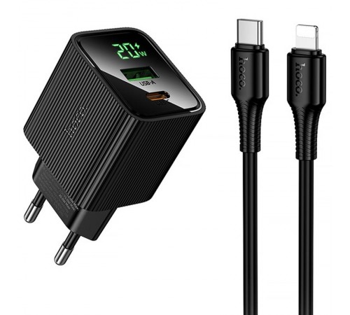 МЗП Hoco CS83A Excellent with digital display PD20W+QC3.0 (1USB-A/1C) + кабель Type-C to Lightning Black