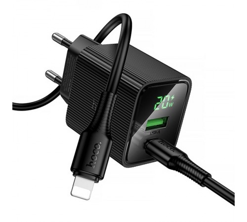 МЗП Hoco CS83A Excellent with digital display PD20W+QC3.0 (1USB-A/1C) + кабель Type-C to Lightning Black